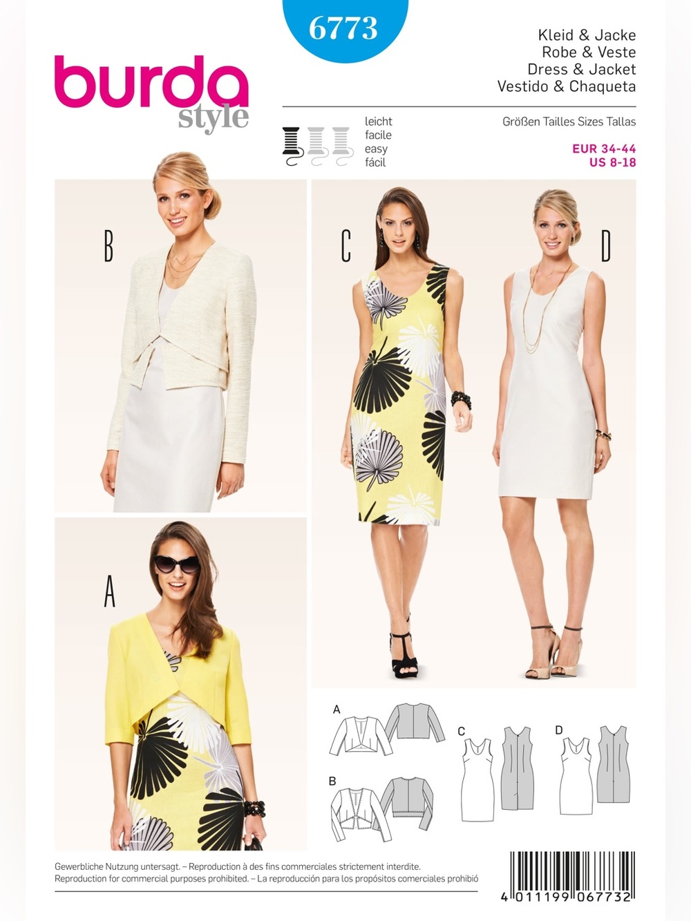 🧵 2 for 22$ 🧵 BURDA Misses’ Dress and Jacket Sewing Pattern 6773